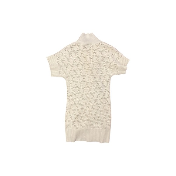 Trina Turk Cashmere and Wool High Neck Buttoned Pointelle Knit Cardigan (M) - Picture 2 of 6